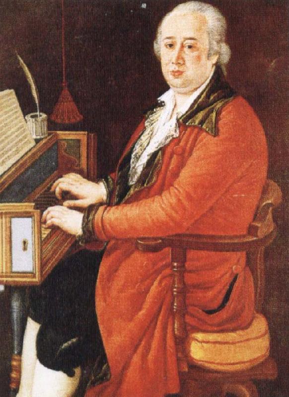Johann Wolfgang von Goethe court composer in st petersburg and vienna playing the clavichord oil painting image